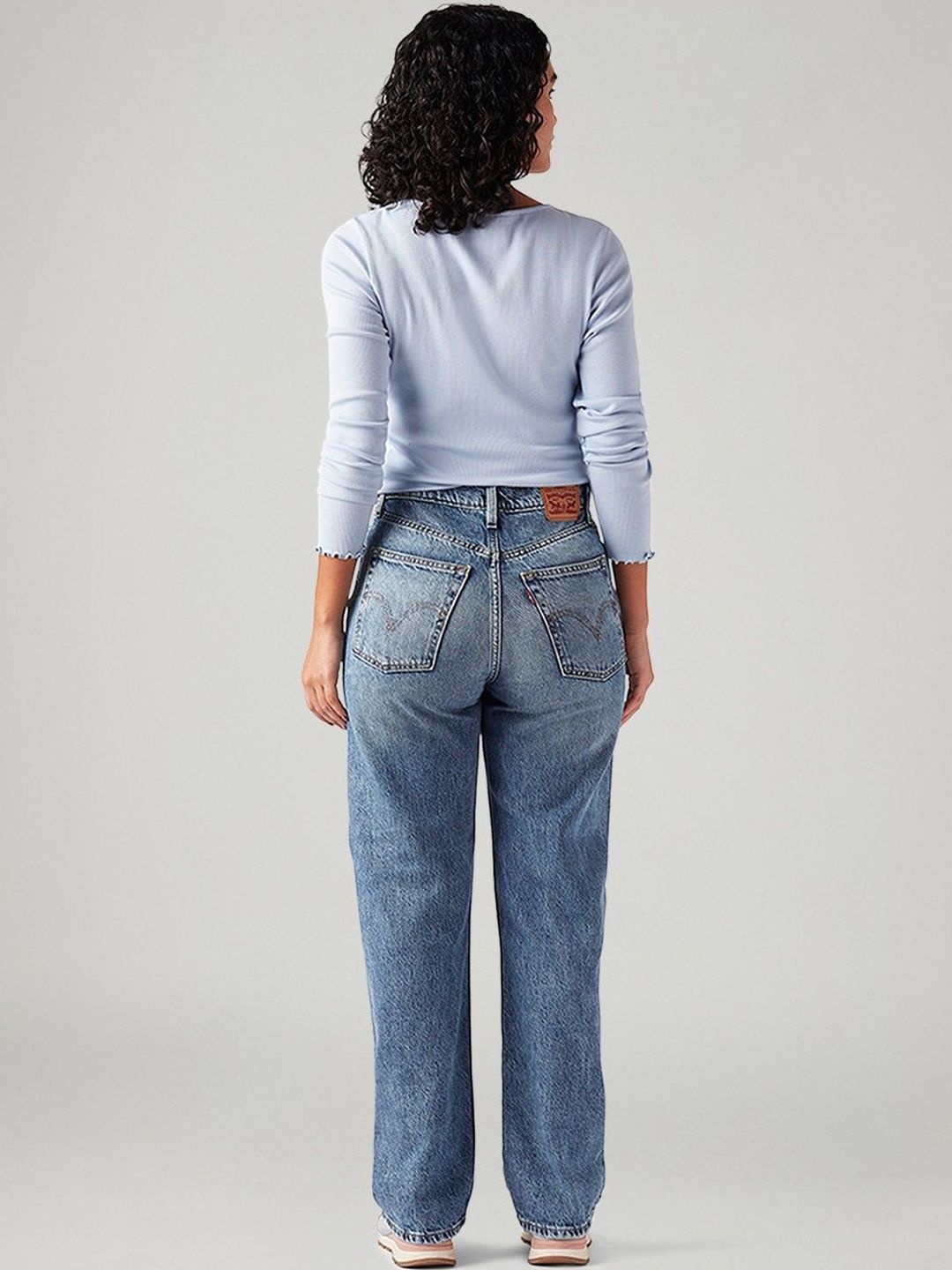Light-Blue Ribcage Straight Fit High Rise Jeans