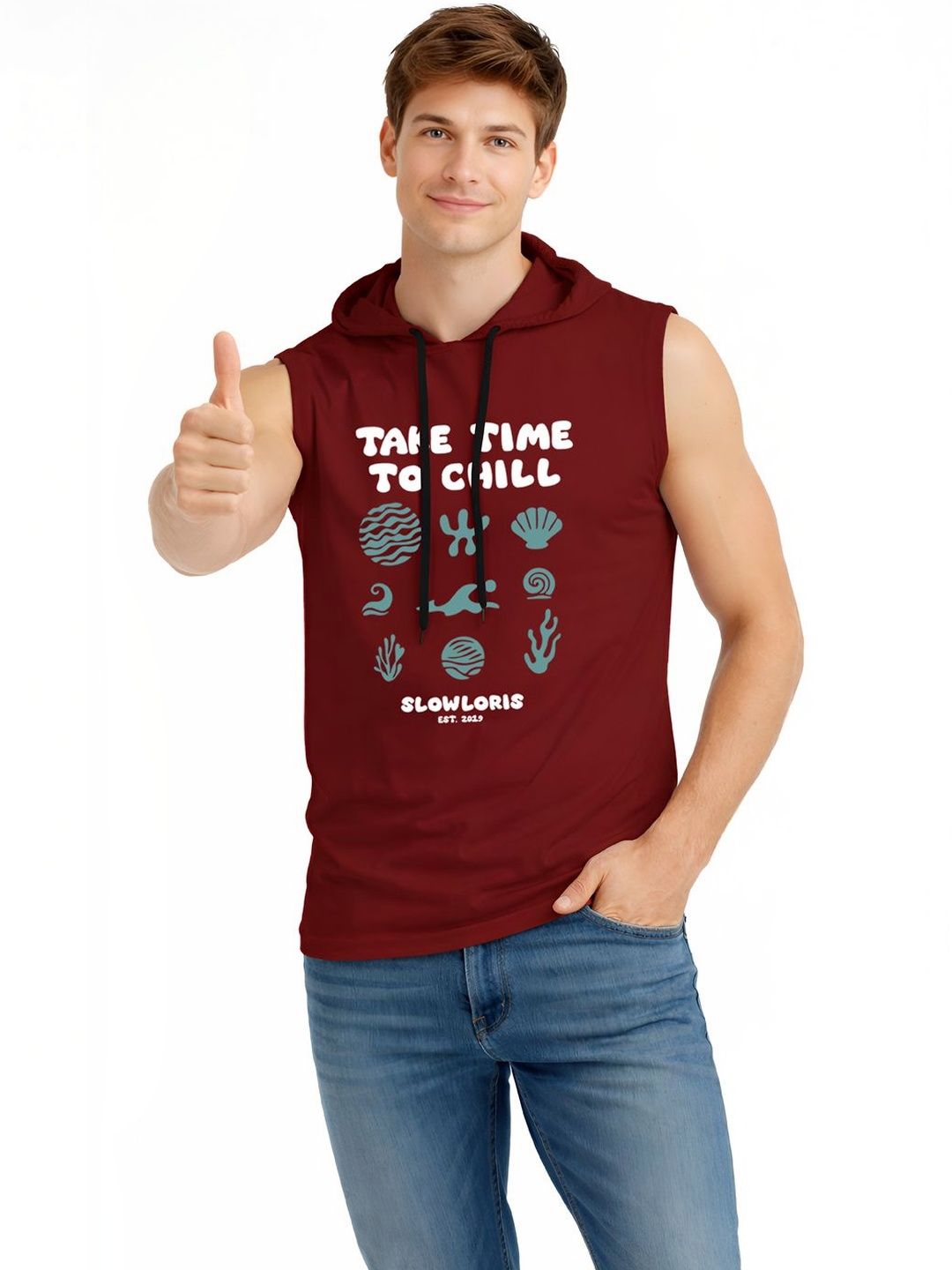 TEEFOX Men Typography Printed Hooded T-shirt