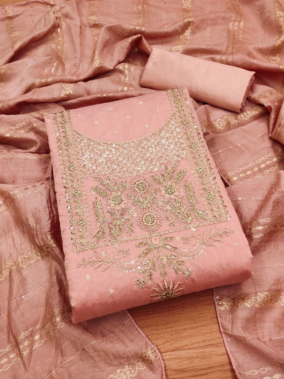 Dhaaga Ghar Embroidered Pure Cotton Unstitched Dress Material