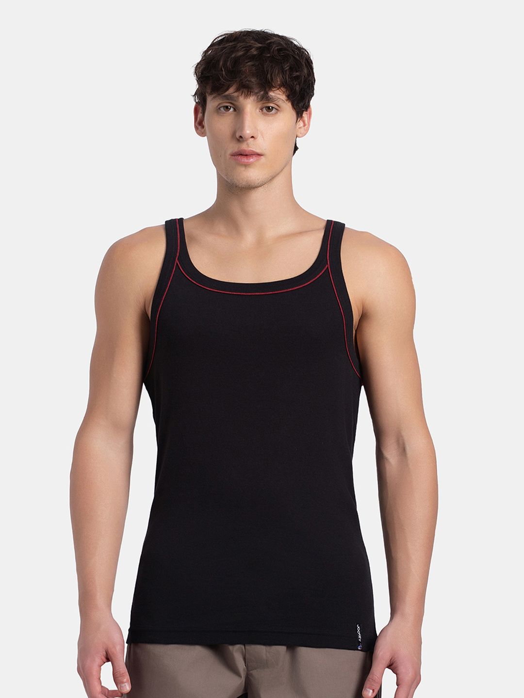 Jockey Combed Cotton Rib Square Neck Gym Vest with Graphic Print-US54