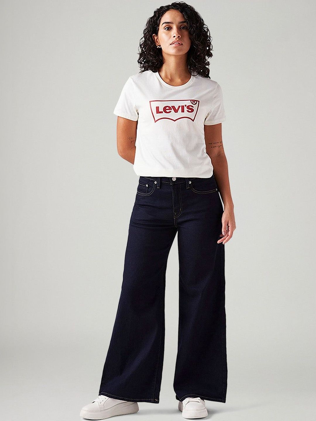 728 Dark-Blue Wide Leg Fit High Rise Jeans