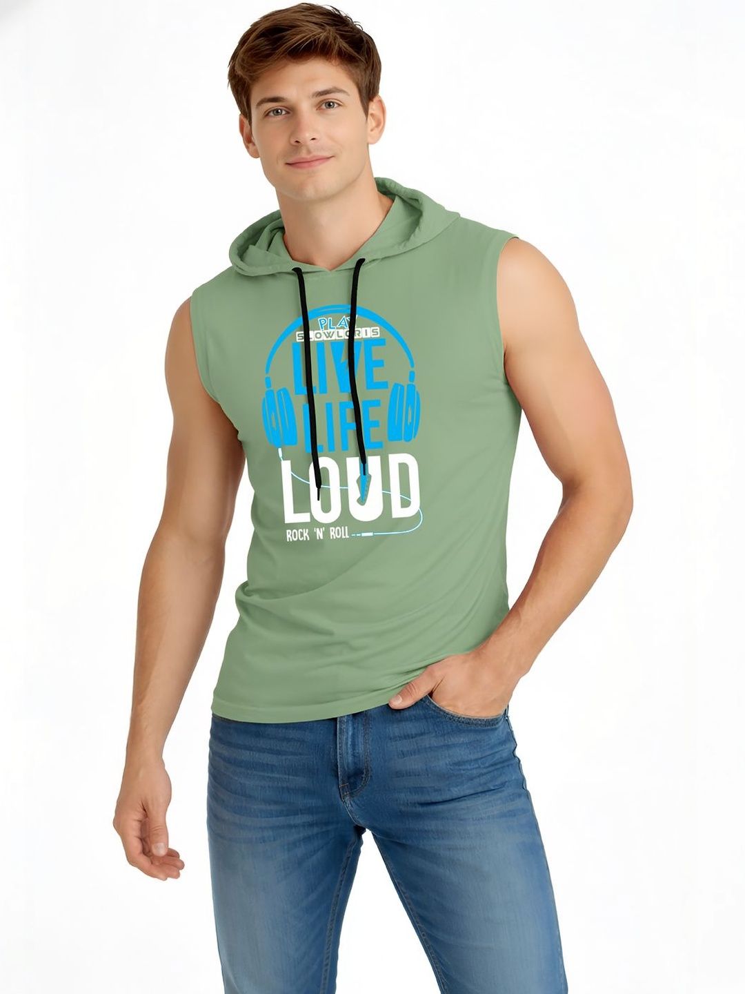 TEEFOX Men Typography Printed Hooded T-shirt