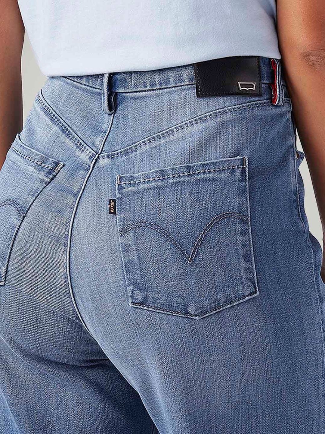 Light-Blue Loose Fit High Rise Redloop Jeans