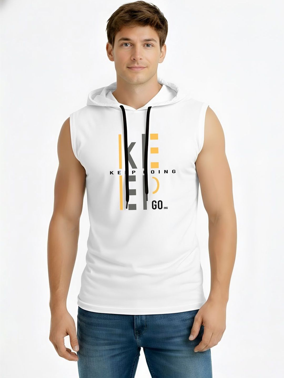 TEEFOX Men Typography Printed Hooded T-shirt