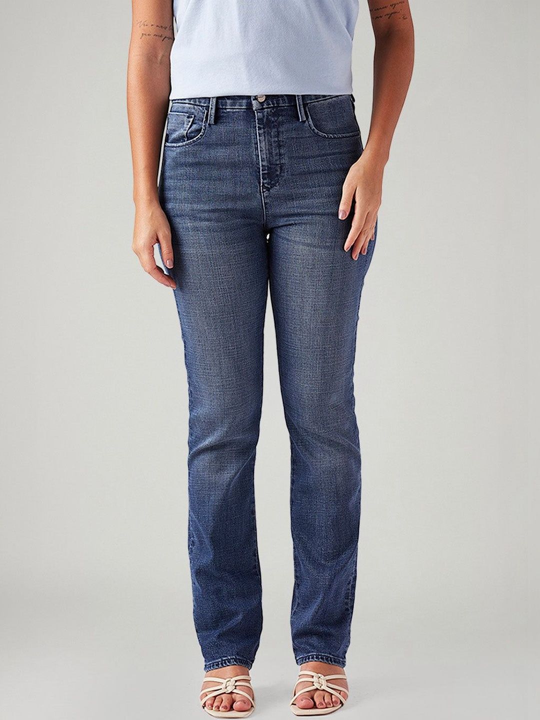 724 Blue Slim Straight Fit High Rise Redloop Jeans