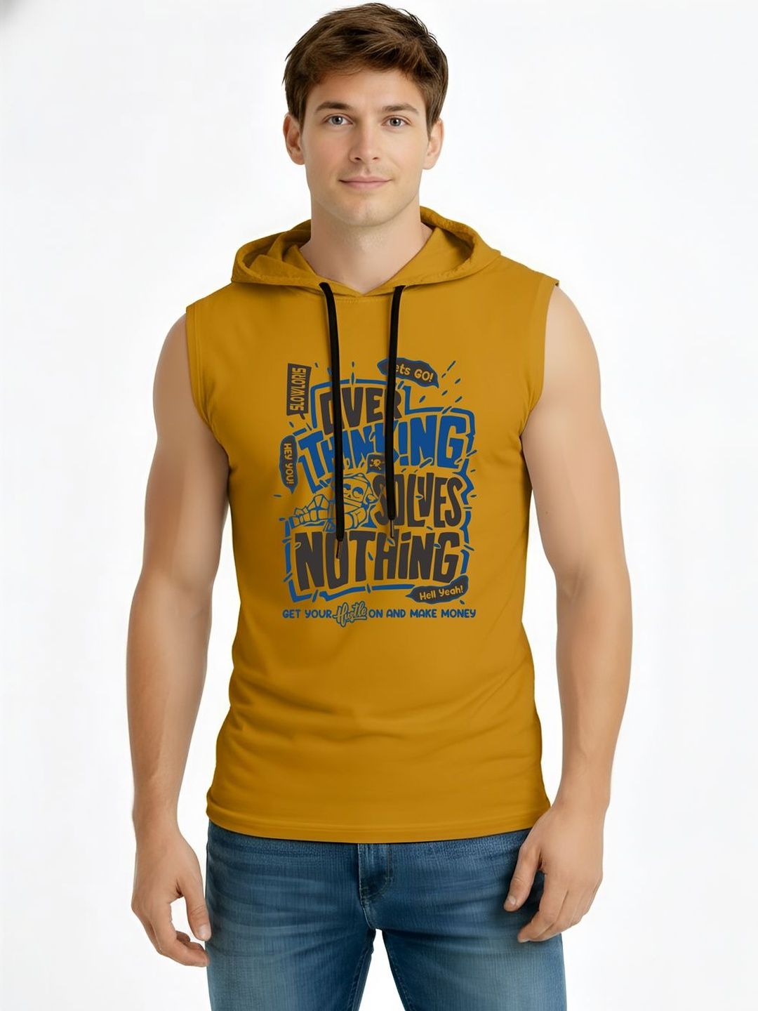 TEEFOX Men Typography Printed Hooded T-shirt
