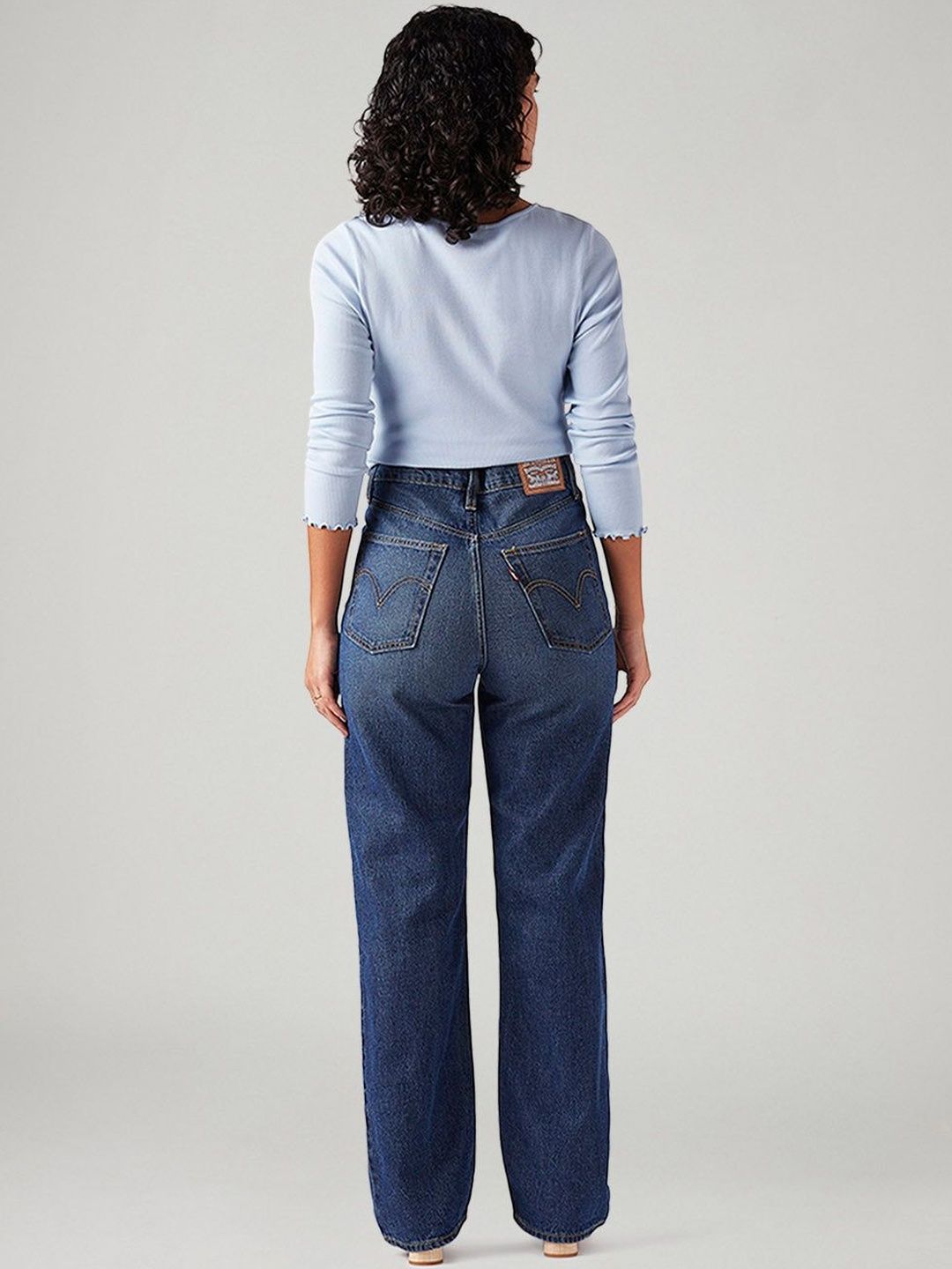 Blue Ribcage Straight Fit High Rise Jeans