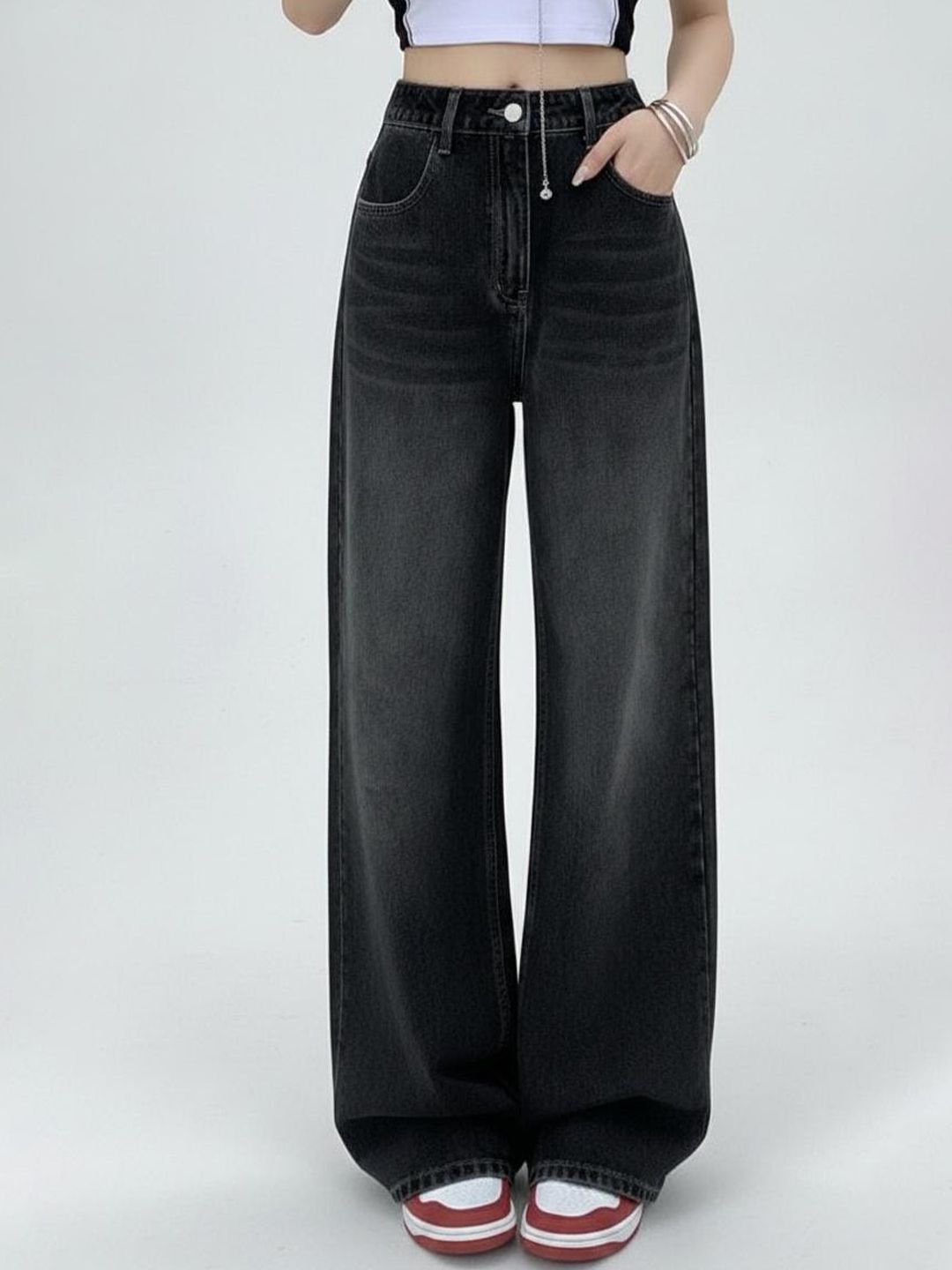 HUNTER & HAYES Women Wide Leg High-Rise Light Fade Jeans