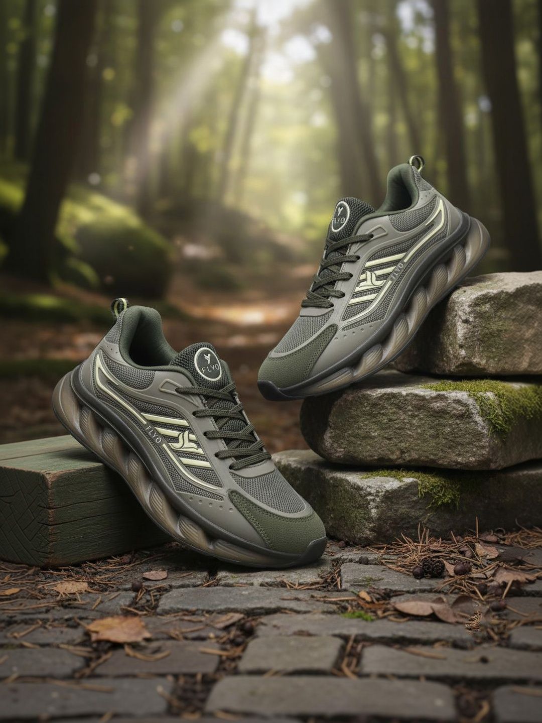 FLYO Men Mesh Running Non-Marking Shoes