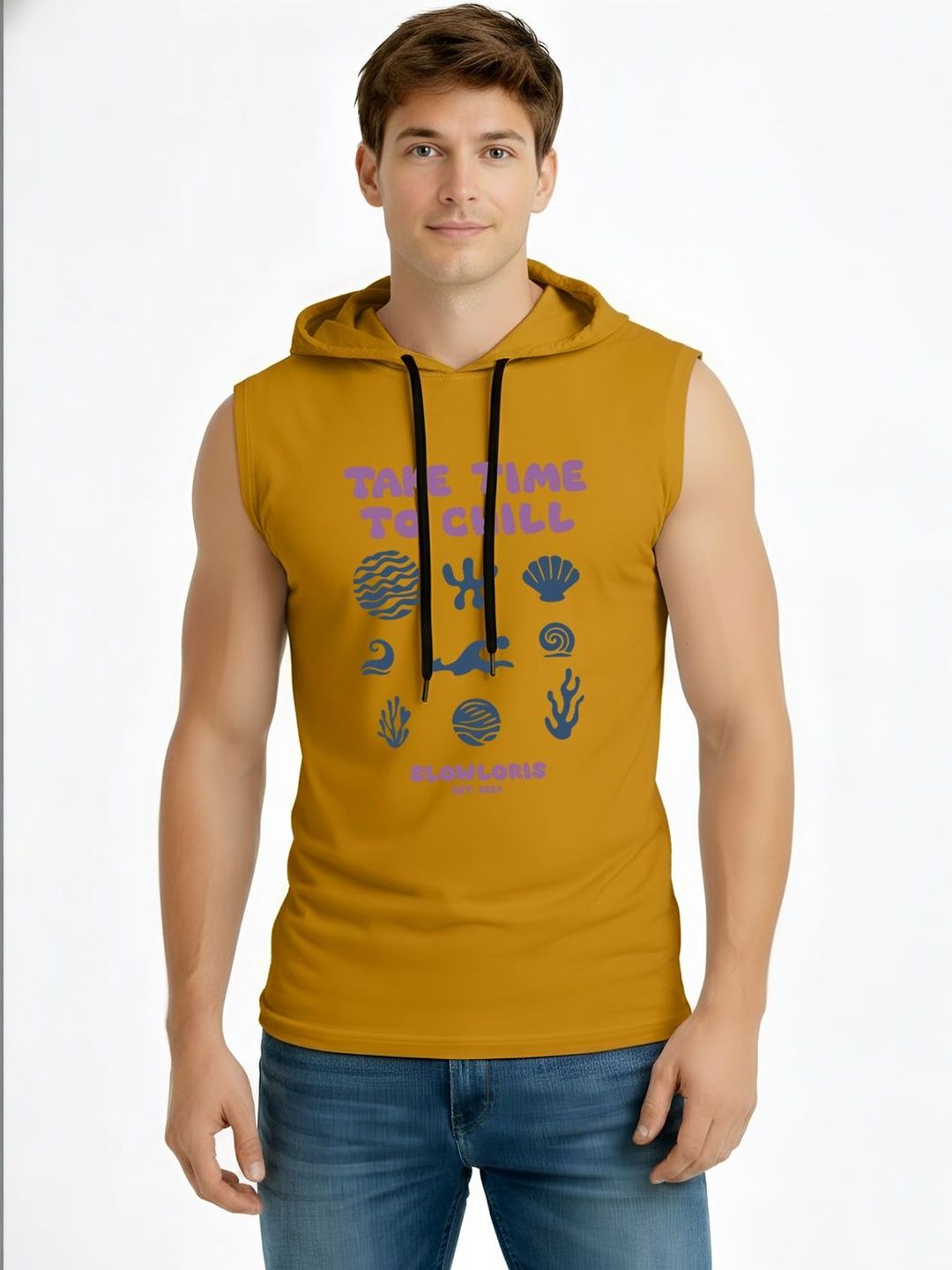 TEEFOX Men Printed Hooded T-shirt