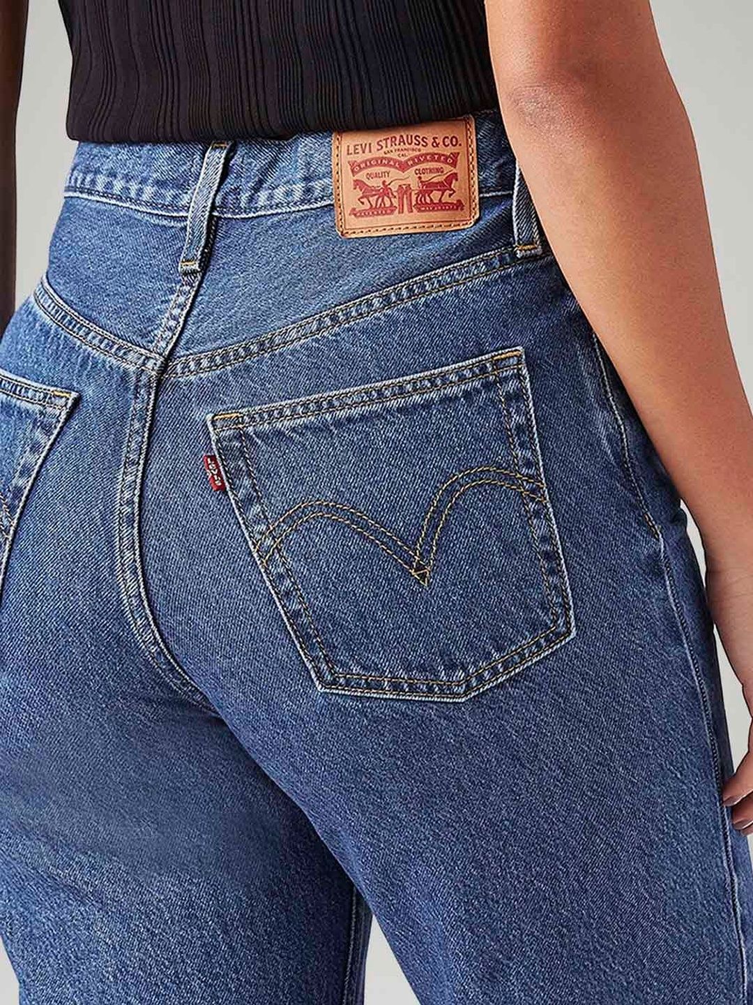 Blue Ribcage Straight Fit High Rise Jeans