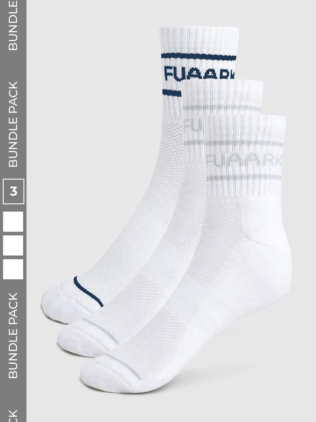 FUAARK Men Pack of 3 Cotton Blend Patterned Ankle Length Socks