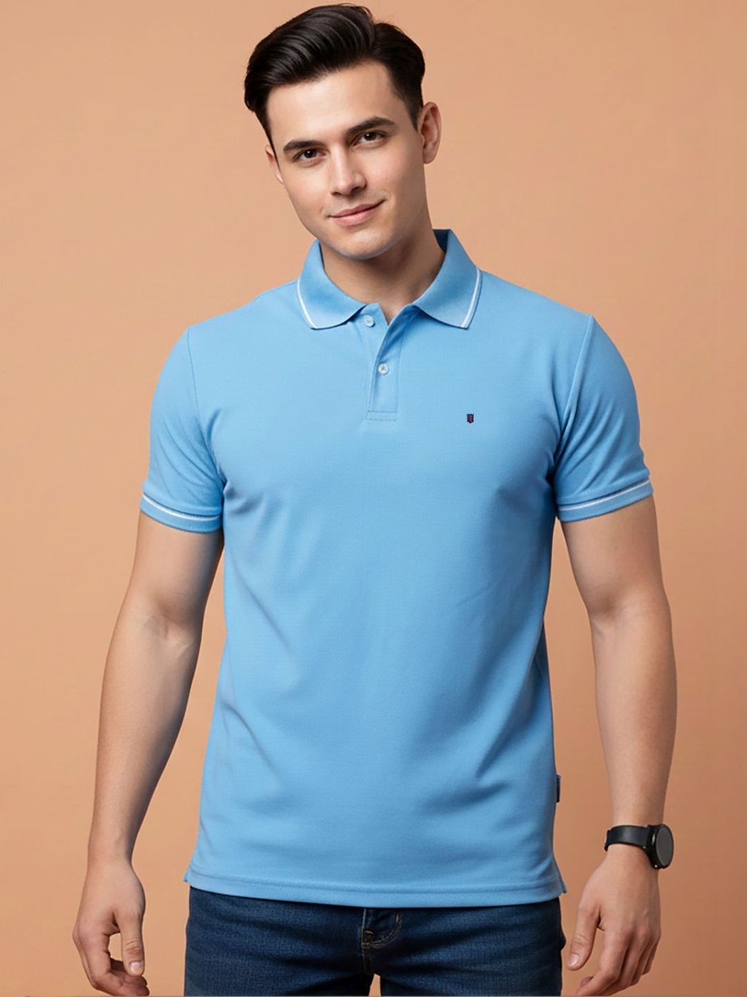 HERE&NOW Men Brand Logo Polo Collar T-shirt