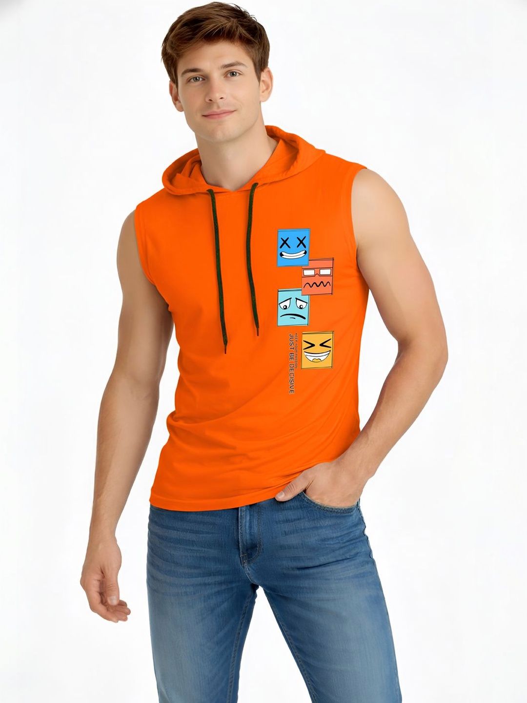 TEEFOX Men Printed Hooded T-shirt