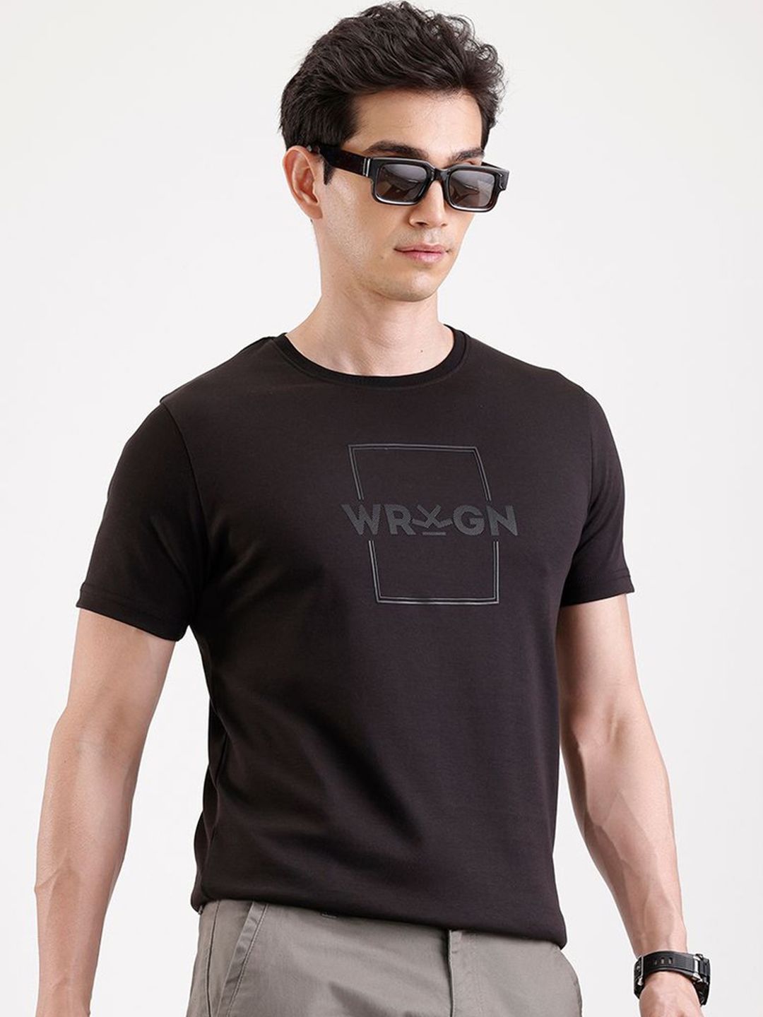WROGN Men Brand Logo Printed Slim Fit T-shirt