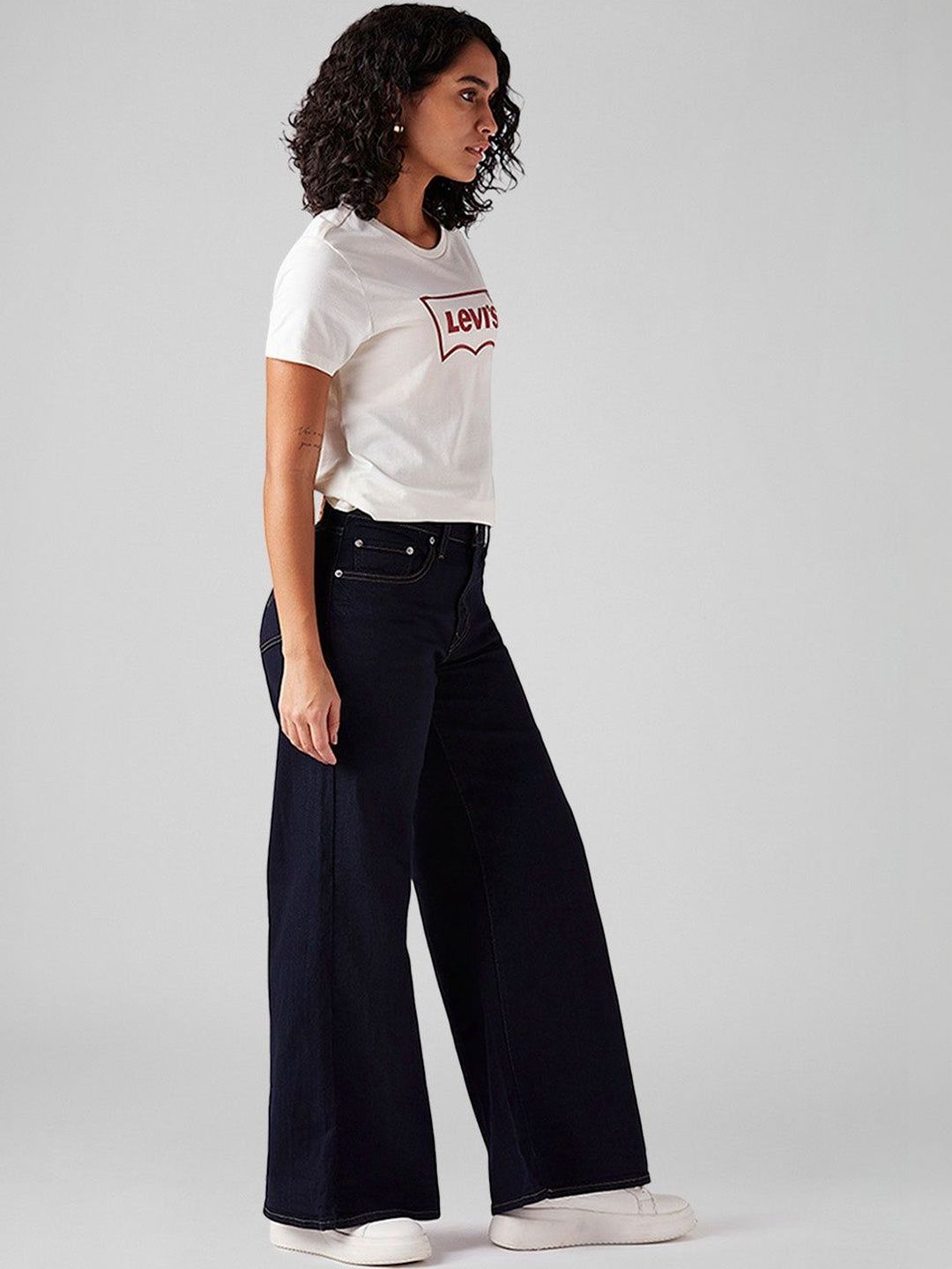 728 Dark-Blue Wide Leg Fit High Rise Jeans
