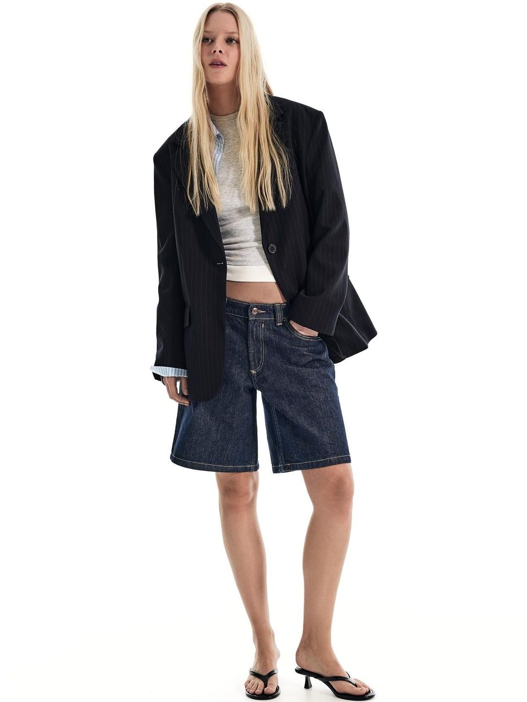 Striped crossover blazer