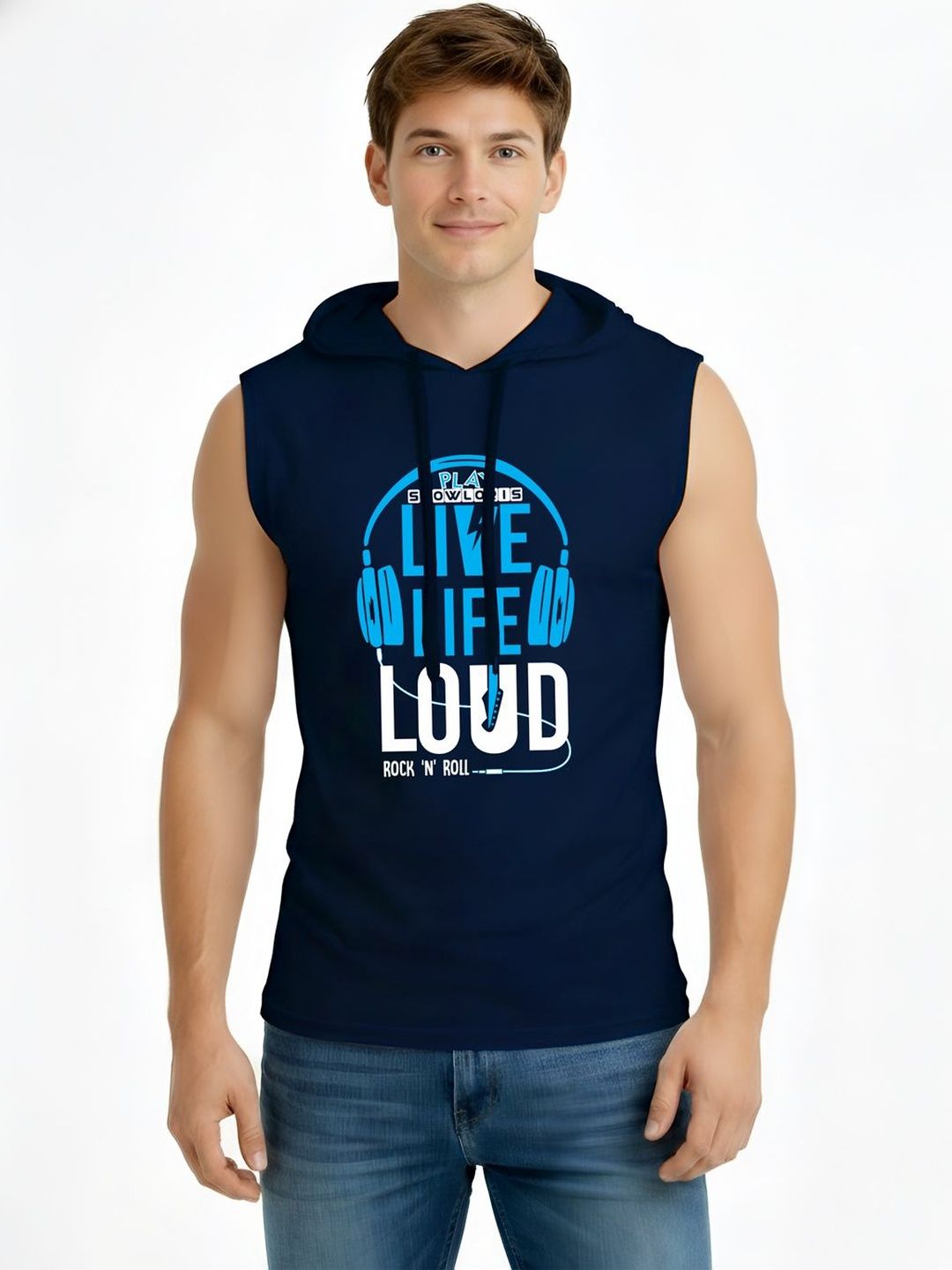 TEEFOX Men Printed Hooded T-shirt