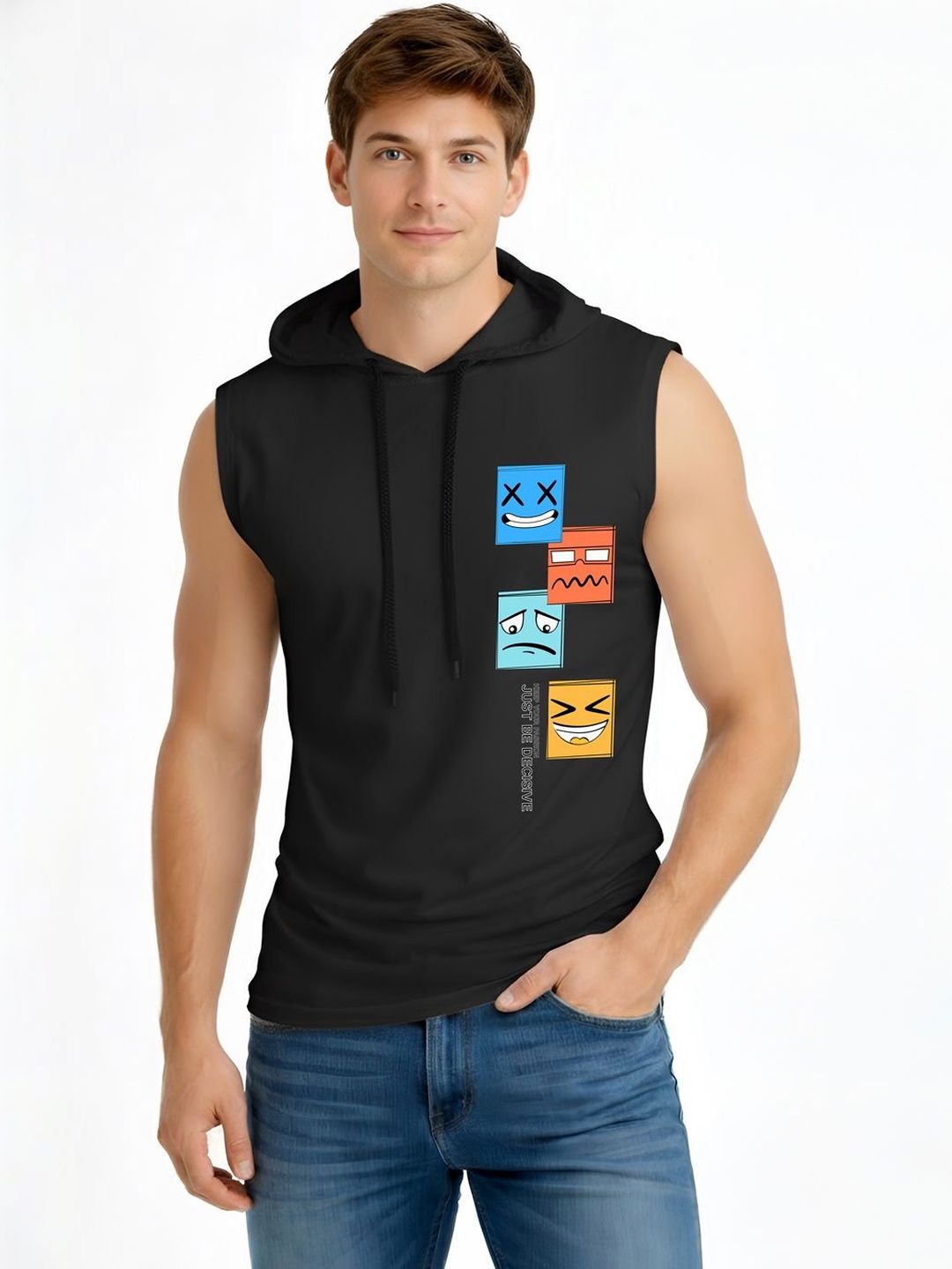 TEEFOX Men Printed Hooded T-shirt