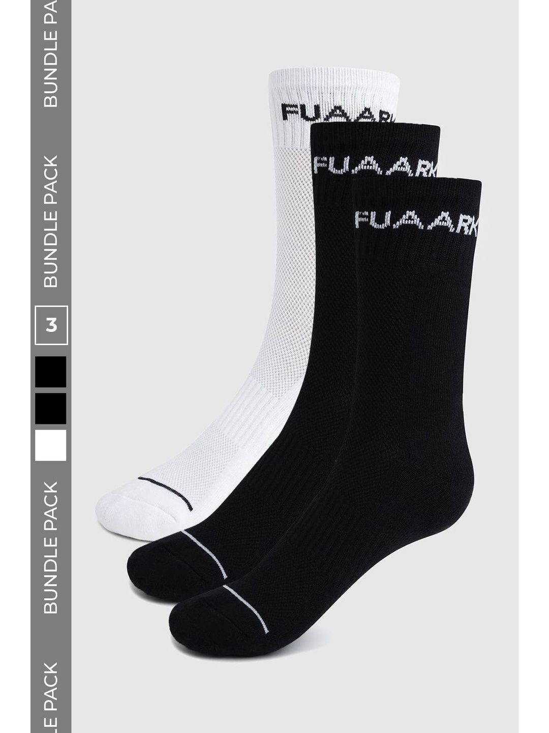FUAARK Men Pack of 3 Cotton Blend Calf Length Socks