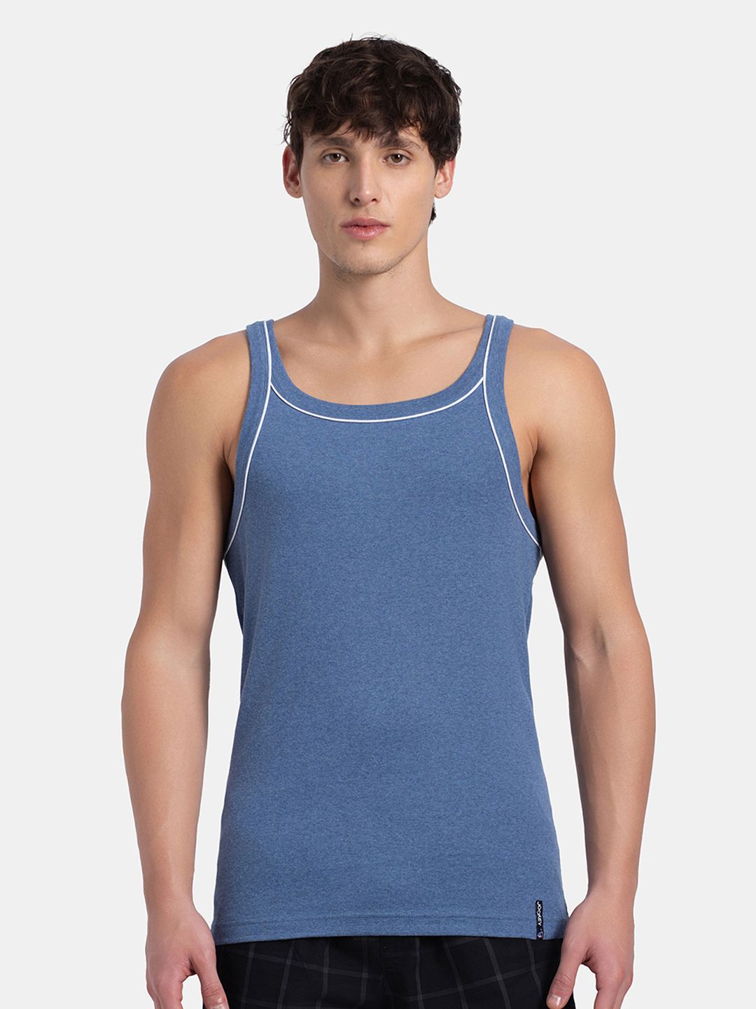 Jockey Combed Cotton Rib Square Neck Gym Vest with Graphic Print-US54