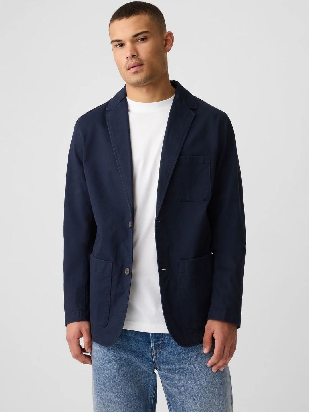 GAP Men Notch Collar Single-Breasted Blazer