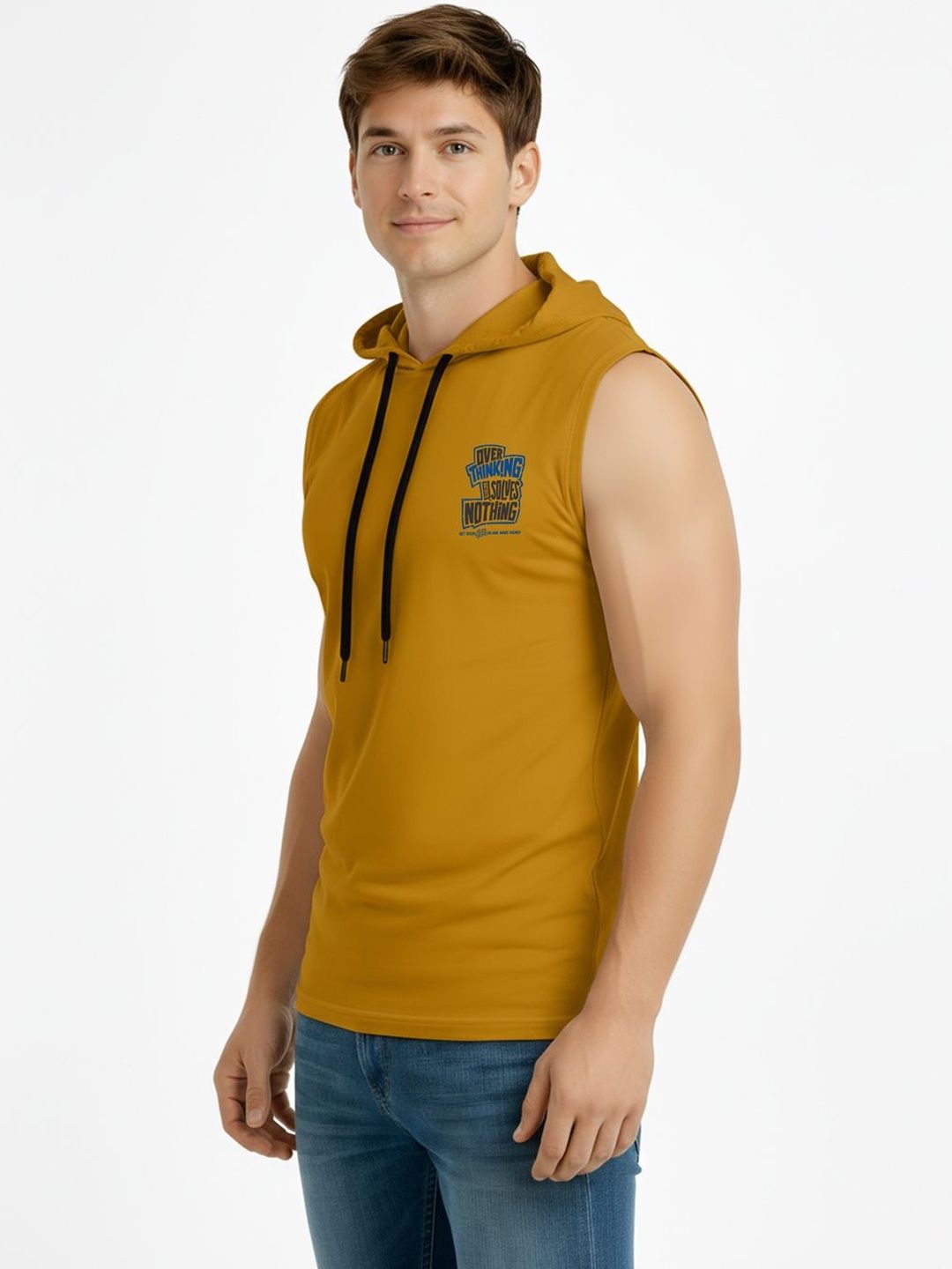 TEEFOX Men Typography Printed Hooded T-shirt