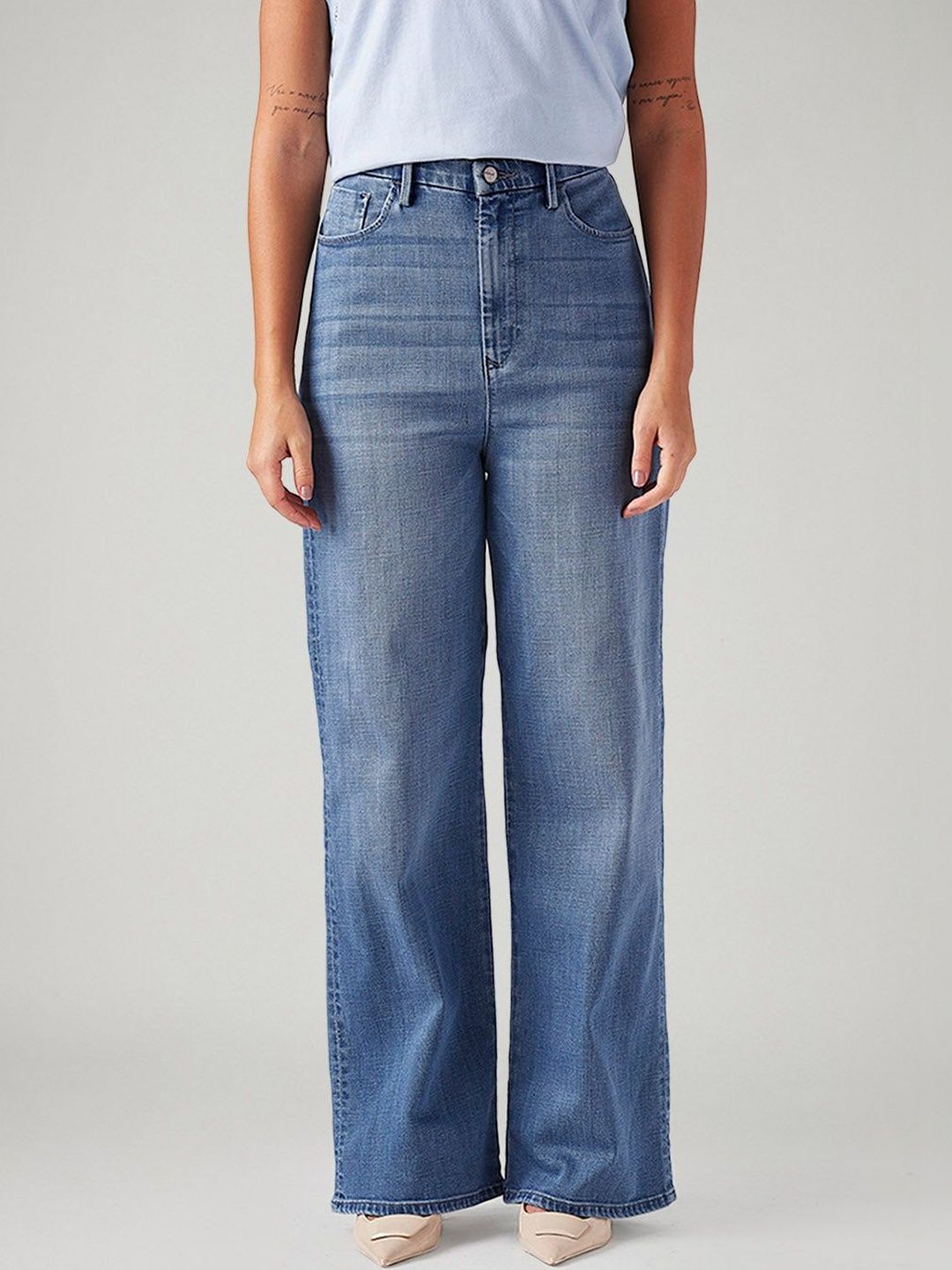 Light-Blue Loose Fit High Rise Redloop Jeans