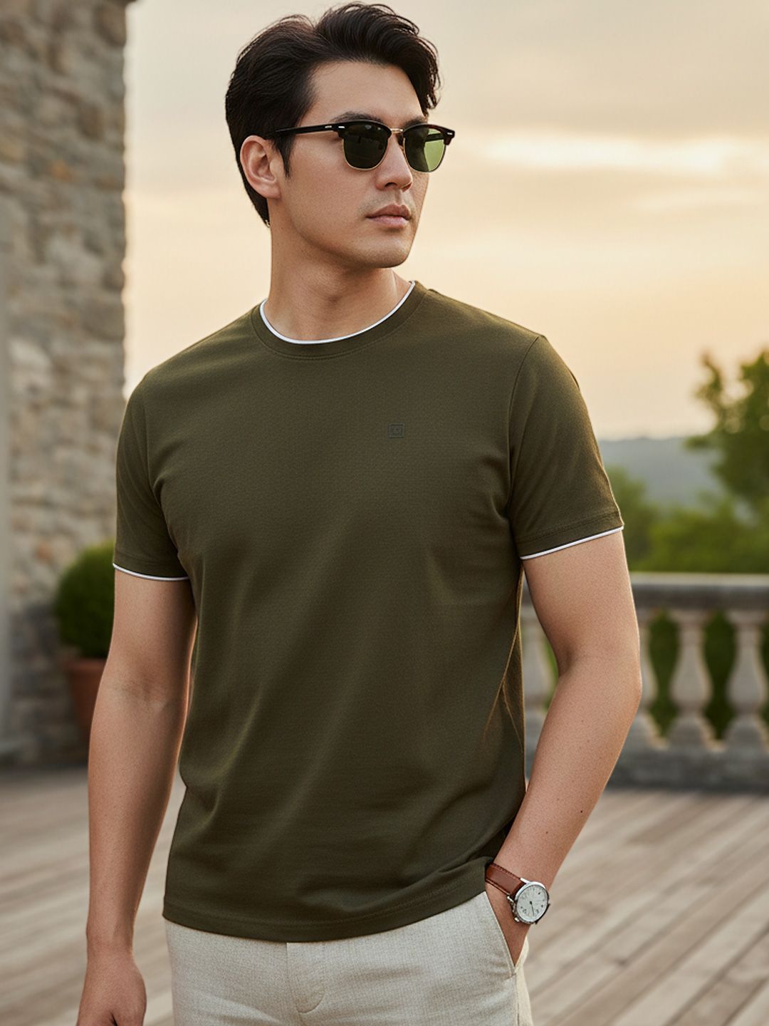 Urbano Fashion Round Neck Bio Finish Slim Fit Pure Cotton T-Shirt