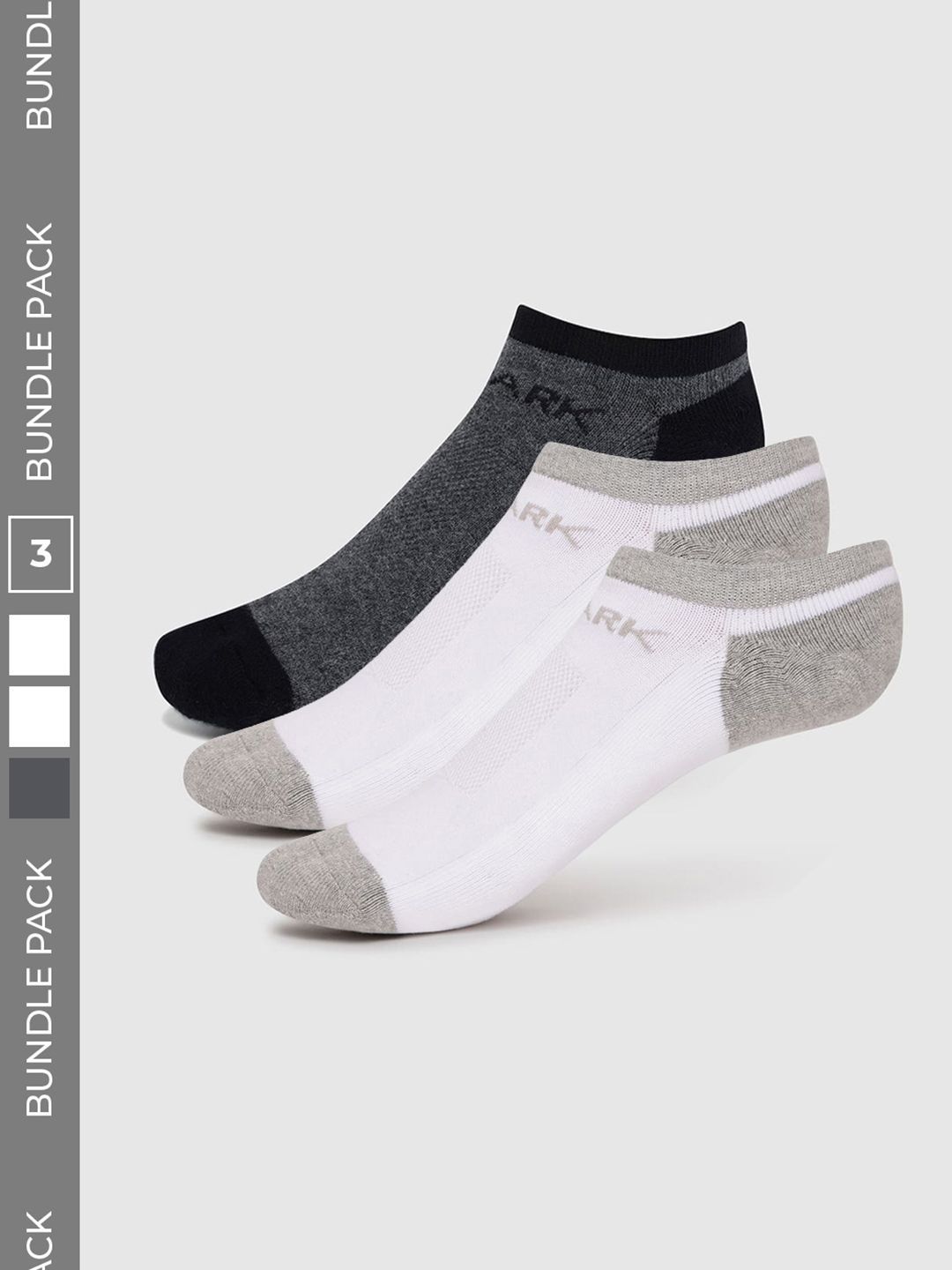 FUAARK Men Pack of 3 Cotton Blend Colourblocked Shoe Liners Socks