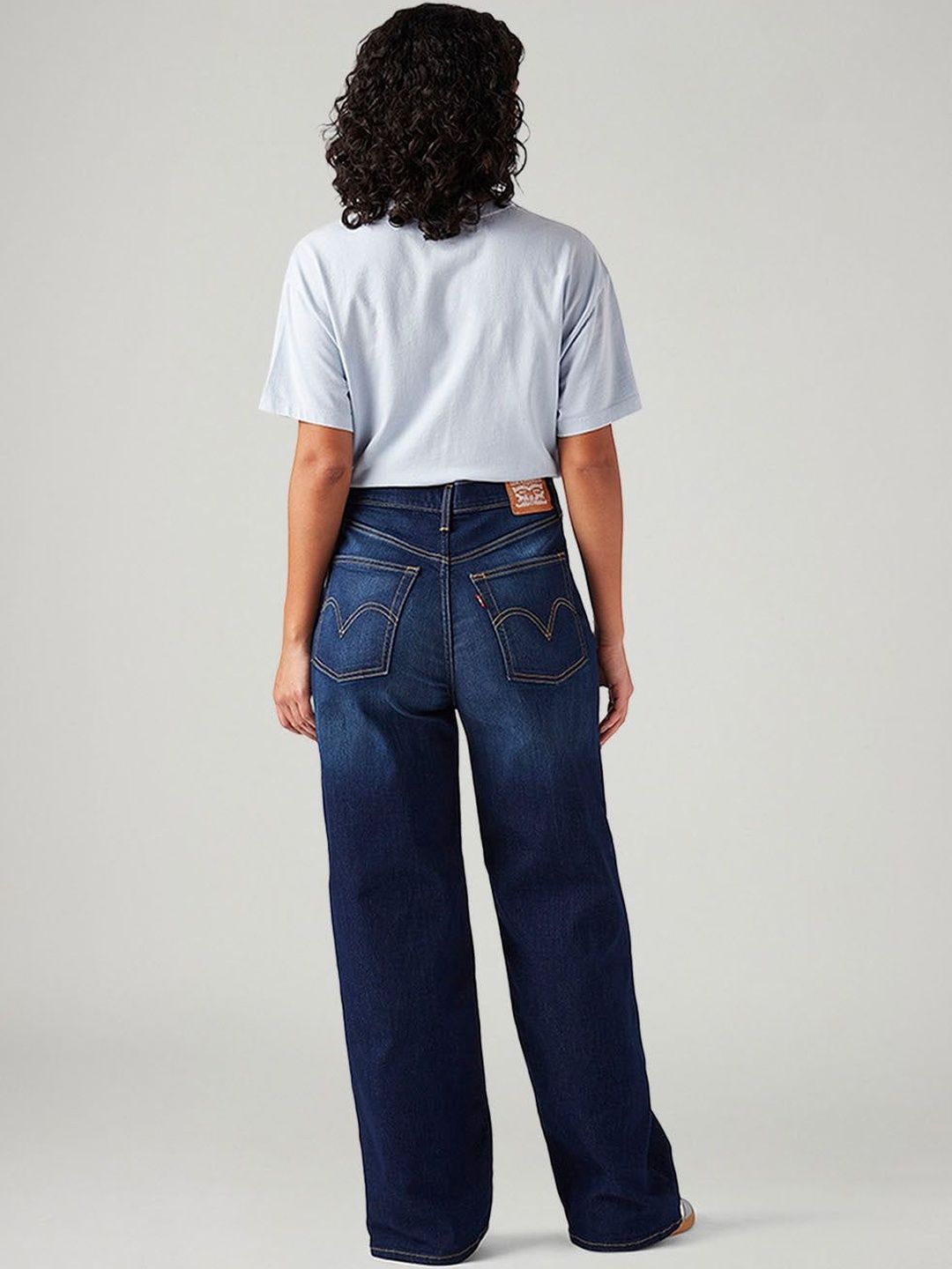 Dark-Blue Loose Fit High Rise Jeans