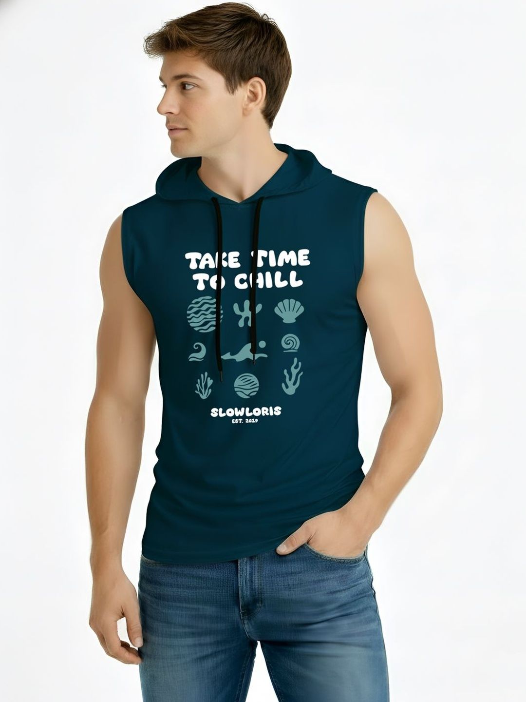 TEEFOX Men Printed Hooded T-shirt