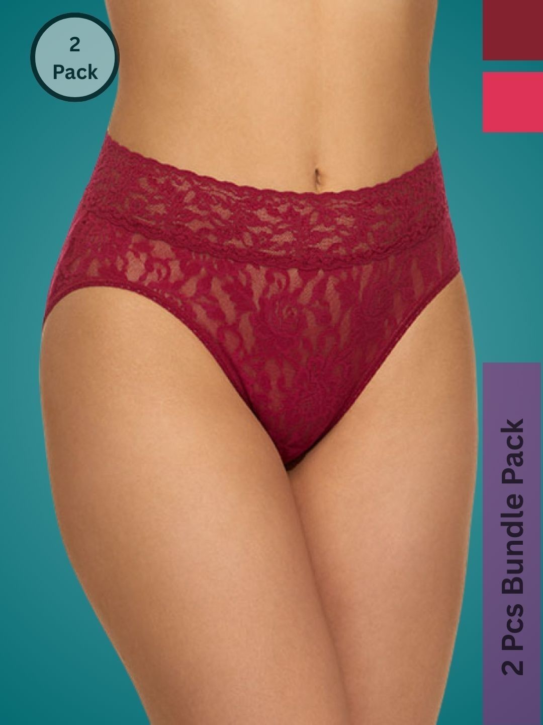 Ribald The Neech Women Pack of 2 Printed Lace Basic Briefs