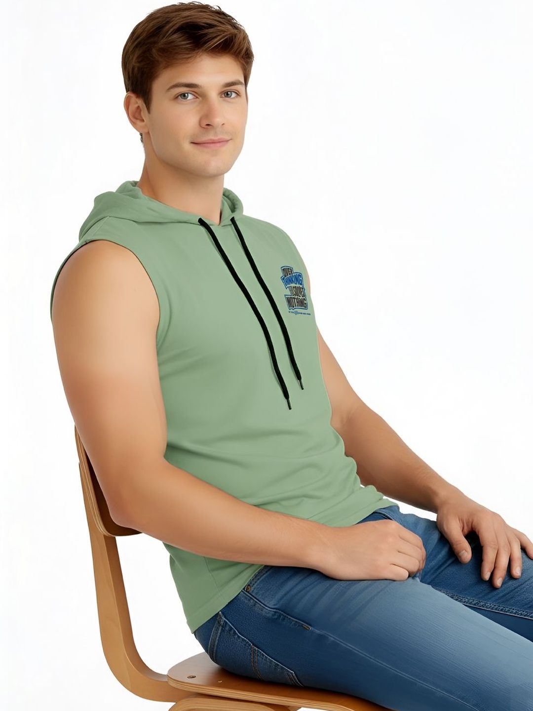 TEEFOX Men Typography Printed Hooded T-shirt