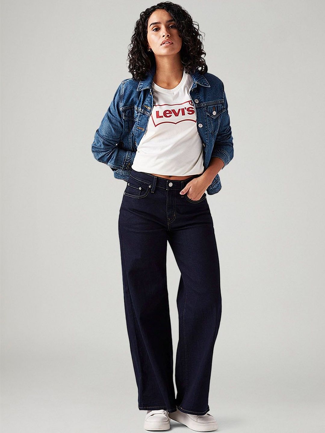 728 Dark-Blue Wide Leg Fit High Rise Jeans
