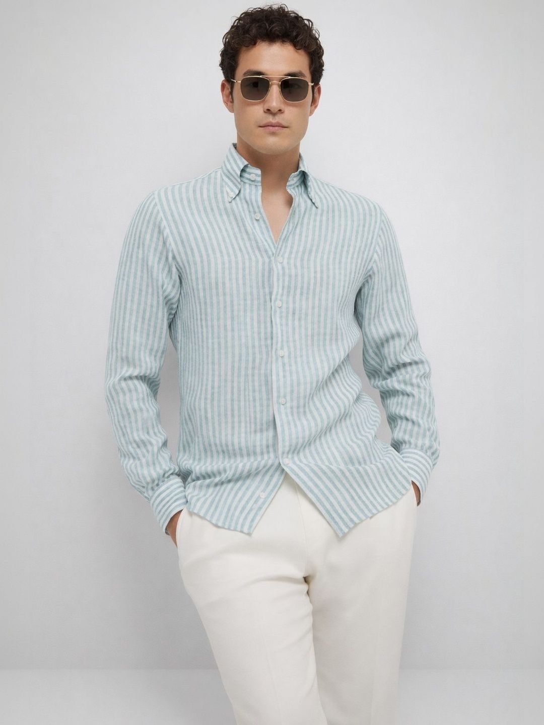 MISCHIEF MONKEY Men Classic Striped Casual Shirt