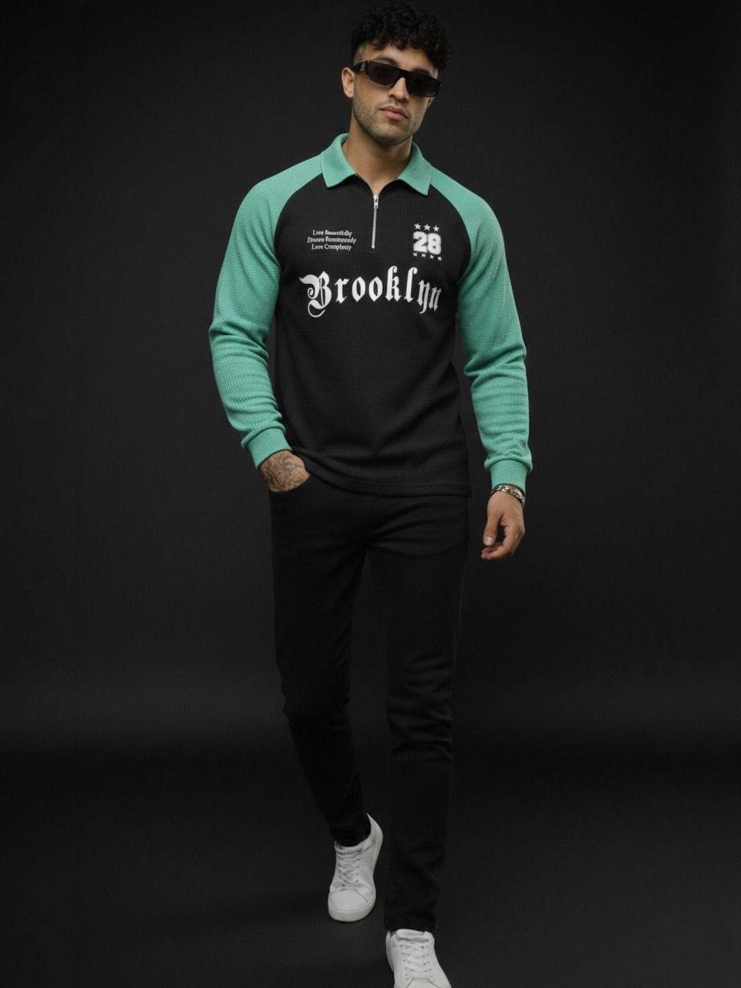 Mobox Men Typography Colourblocked Polo Collar T-shirt