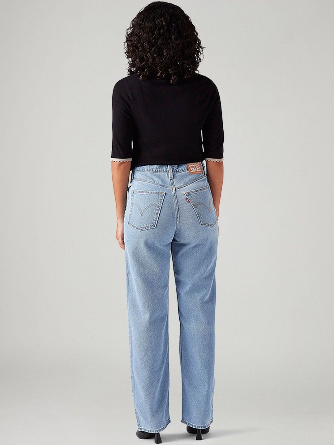 Light-Blue Ribcage Straight Fit High Rise Jeans