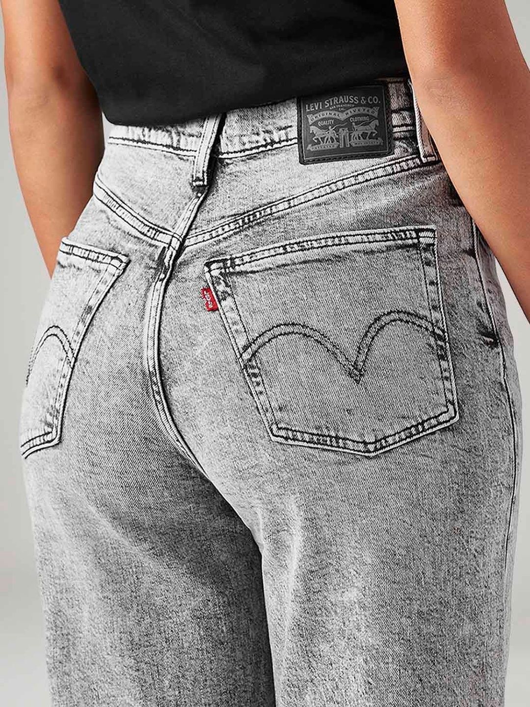 Light-Grey Loose Fit High Rise Jeans