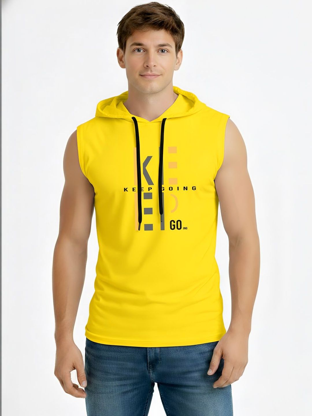 TEEFOX Men Typography Printed Hooded T-shirt