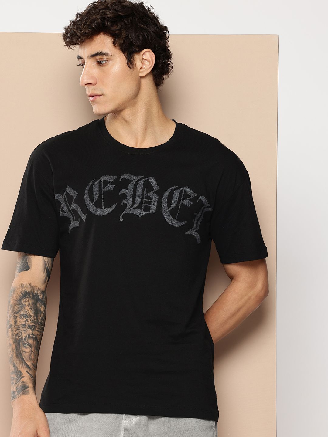 Alcis Relaxed Fit Typography Printed T-shirt