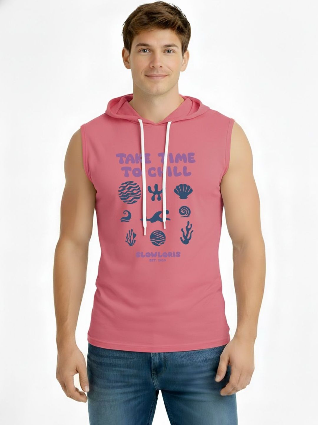 TEEFOX Men Typography Printed Hooded T-shirt