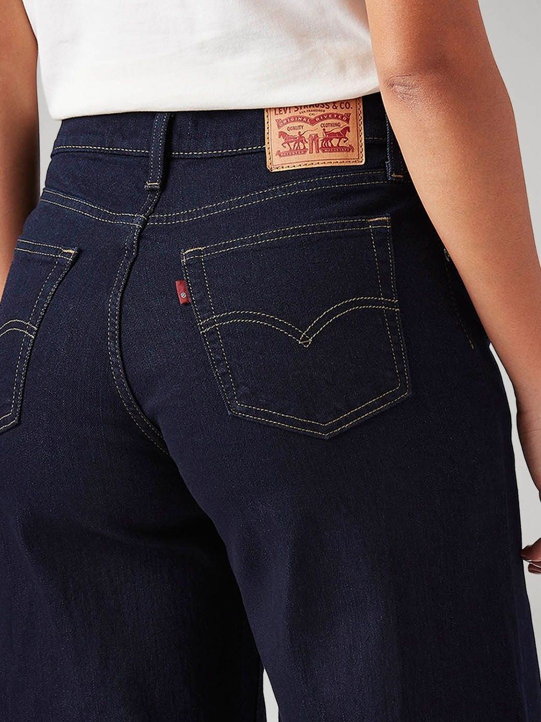 728 Dark-Blue Wide Leg Fit High Rise Jeans