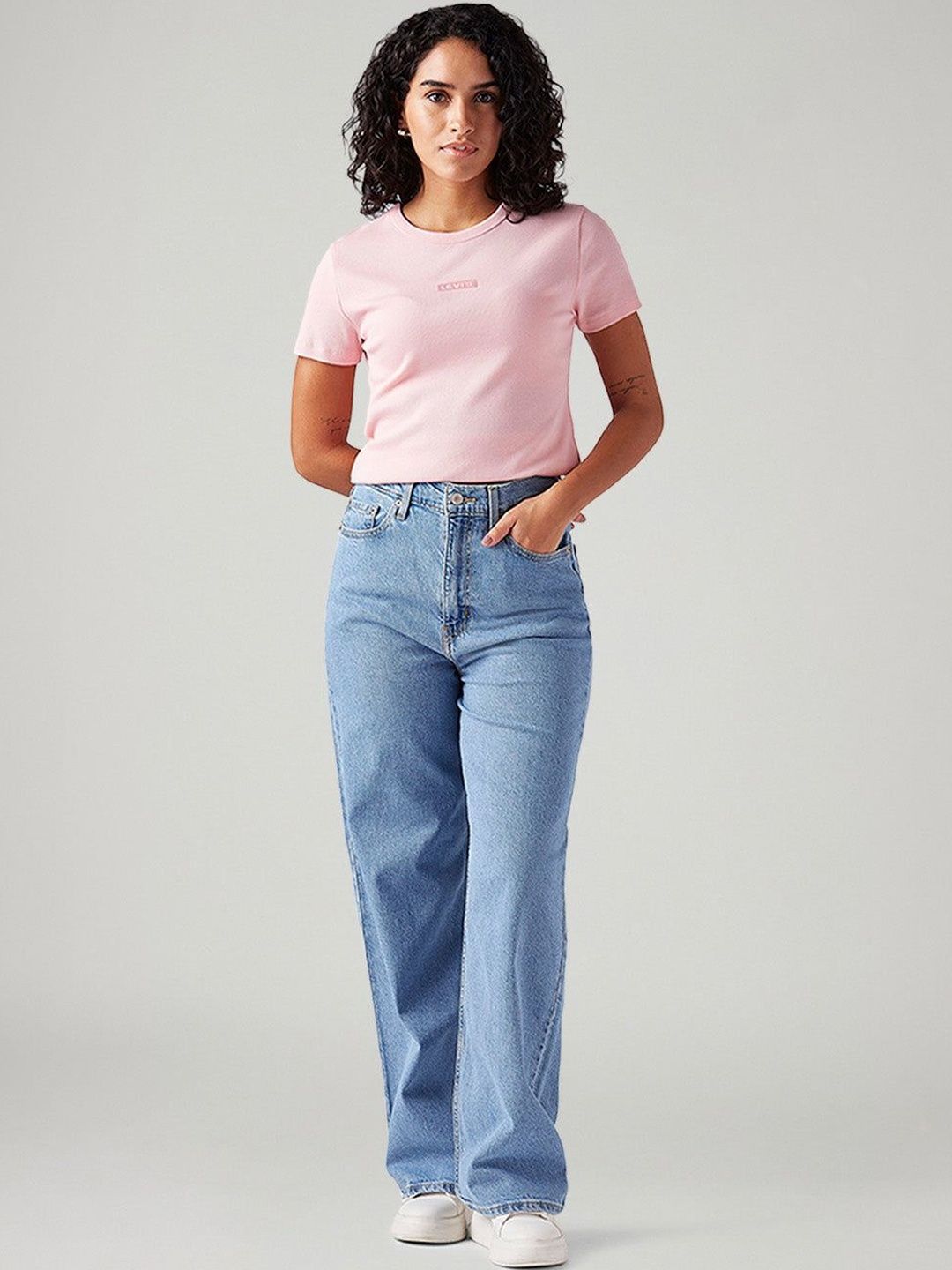 Light-Blue Loose Fit High Rise Jeans