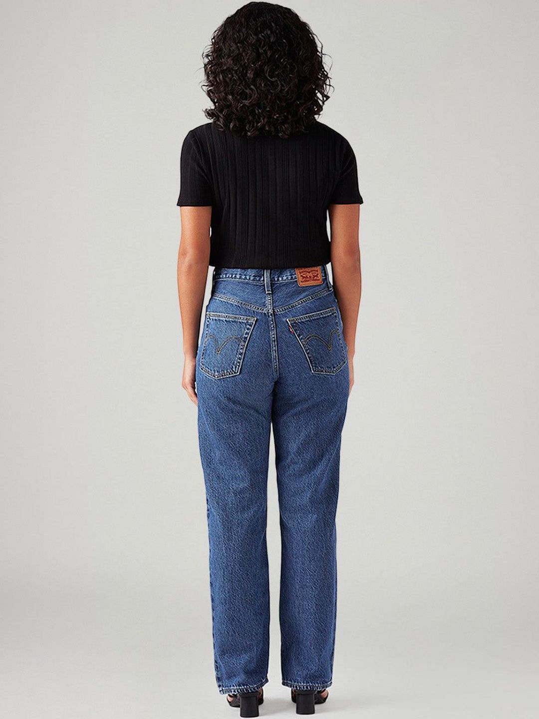 Blue Ribcage Straight Fit High Rise Jeans