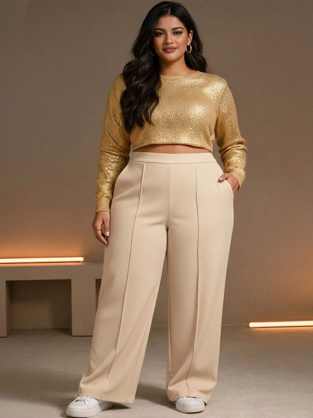 Stylecast X Kotty Women High Waist Wide Leg Pants