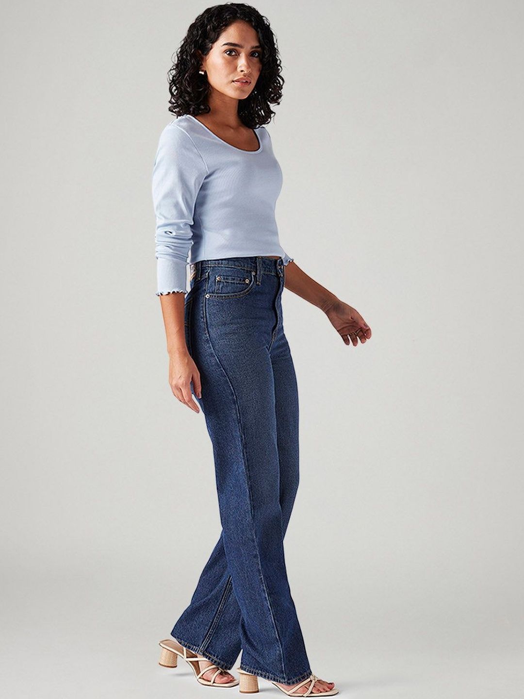 Blue Ribcage Straight Fit High Rise Jeans