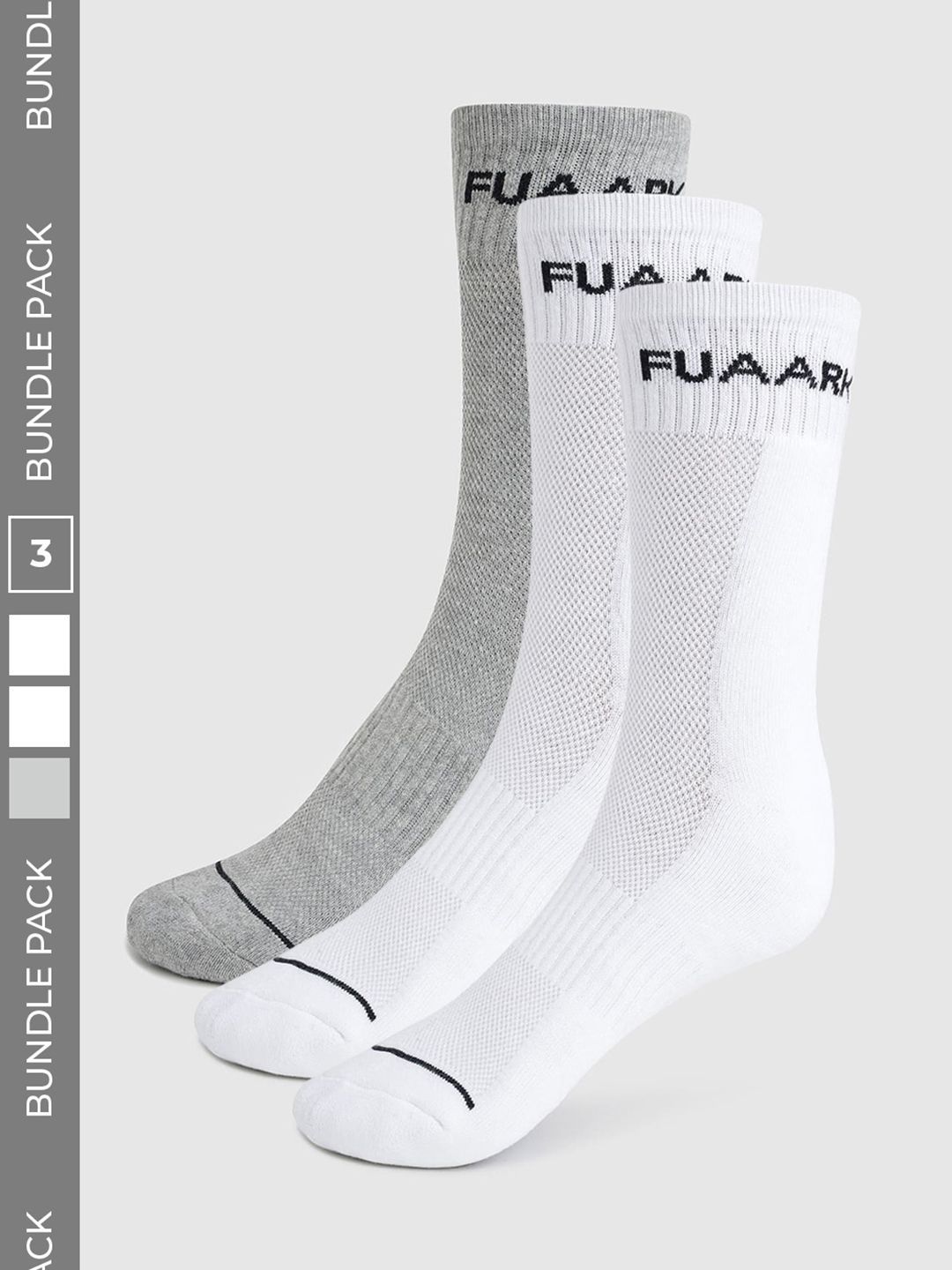 FUAARK Men Pack of 3 Cotton Blend Patterned Calf Length Socks