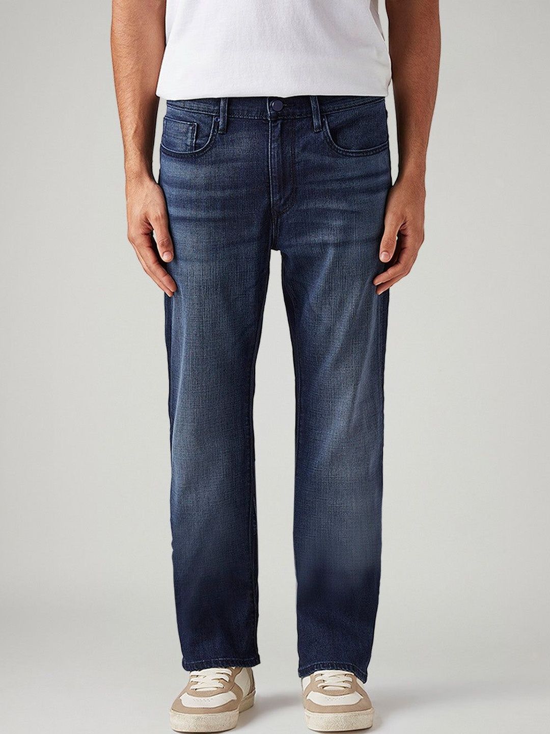Levis Levis Men's 527 Dark-Blue Bootcut Fit Mid Rise Redloop Jeans