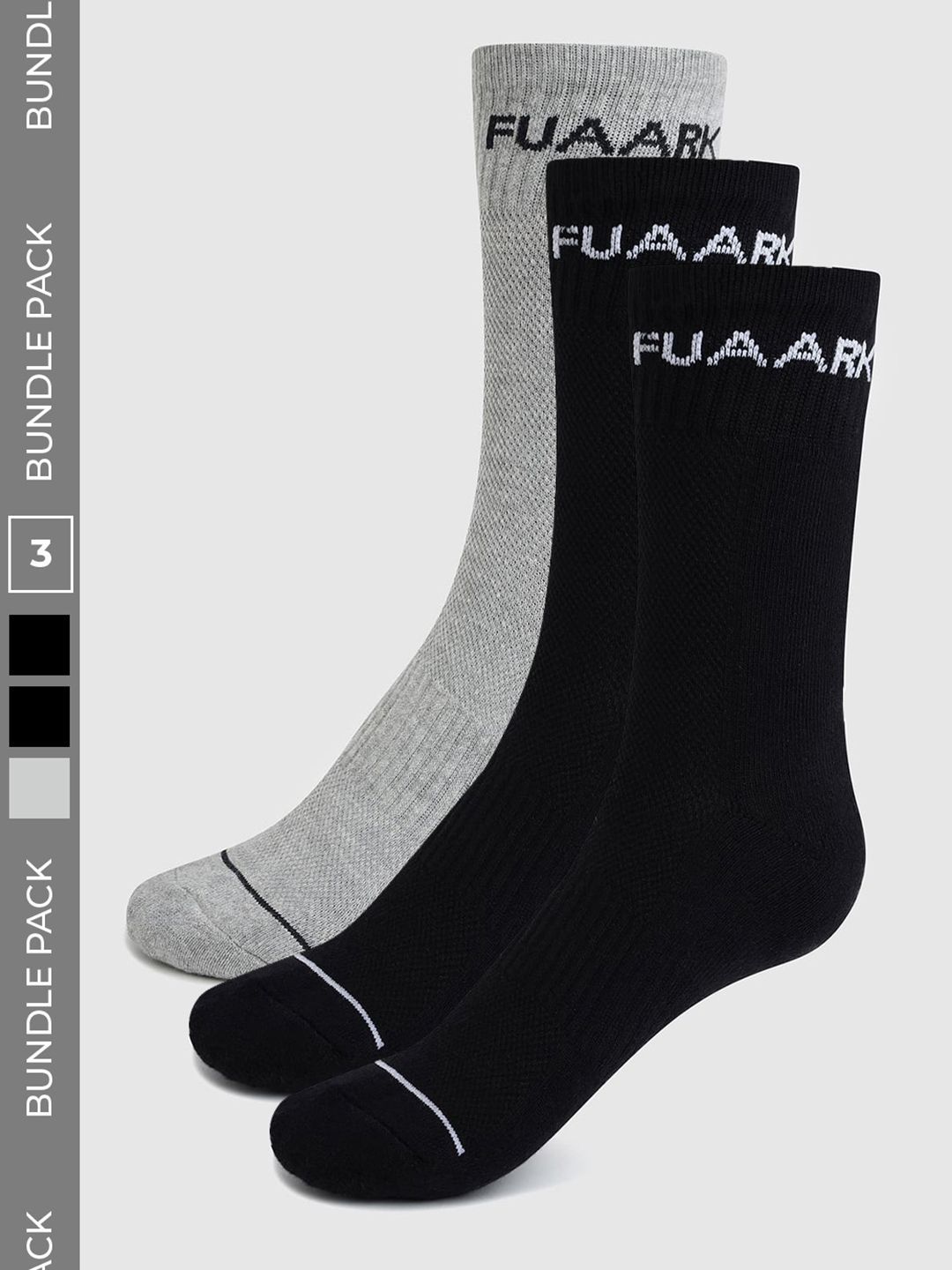FUAARK Men Pack of 3 Cotton Blend Calf Length Socks